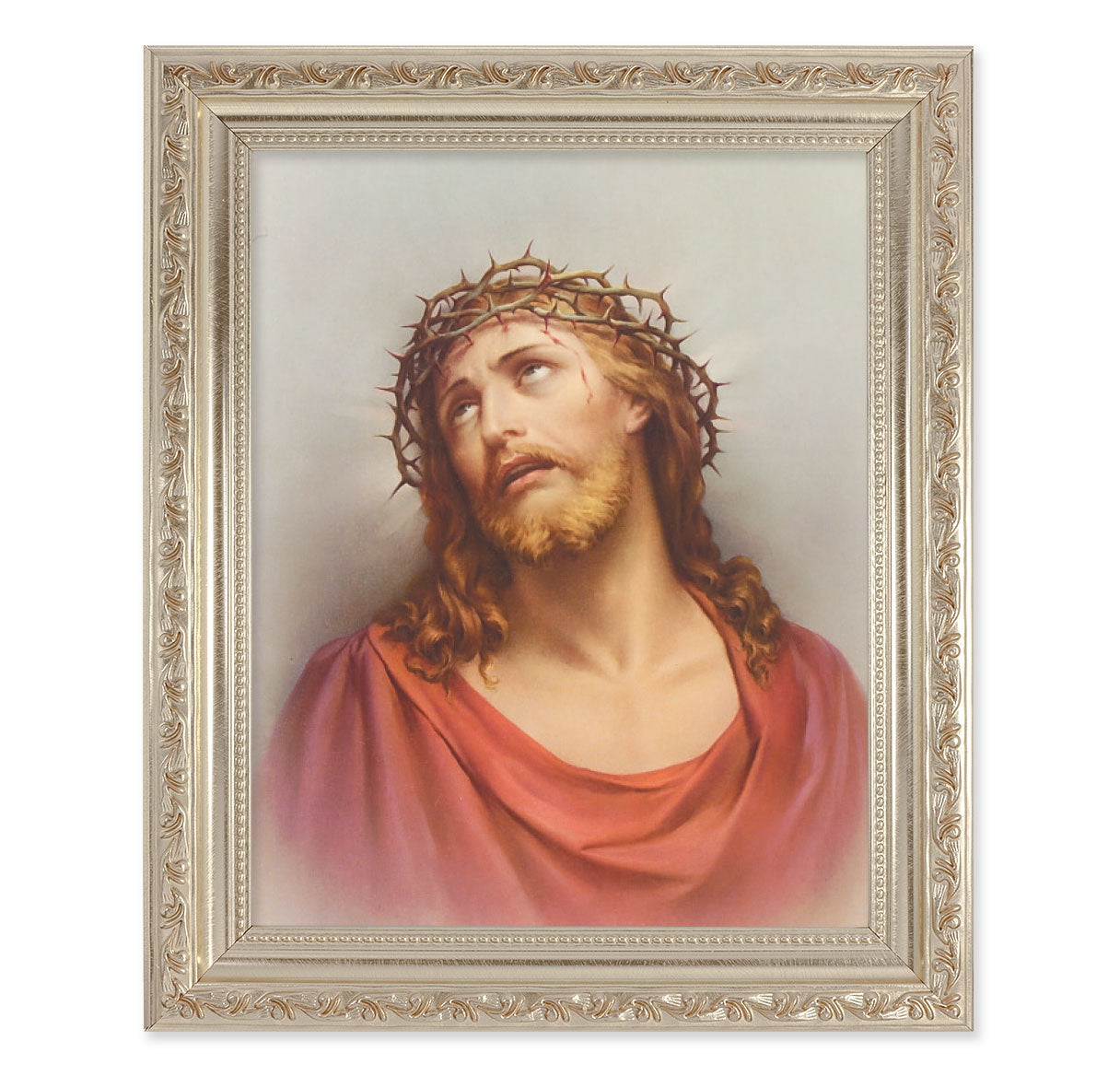 Christ in Agony Antique Silver Framed Art