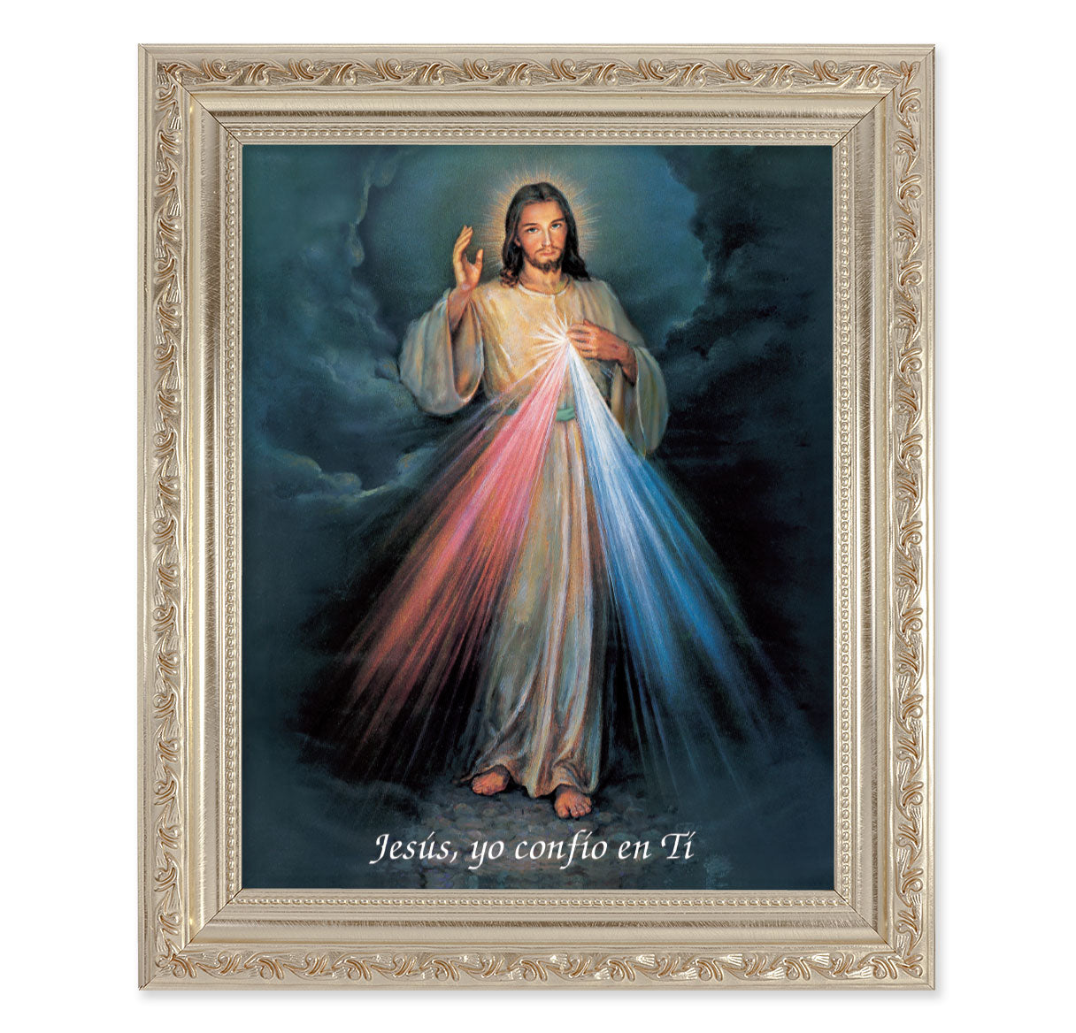 Divine Mercy (Spanish) Antique Silver Framed Art
