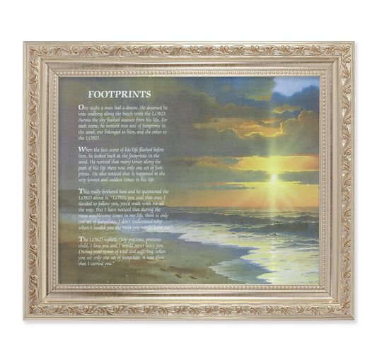 Footprints Antique Silver Framed Art