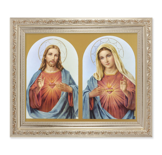 Sacred Heart of Jesus Antique Silver Framed Art