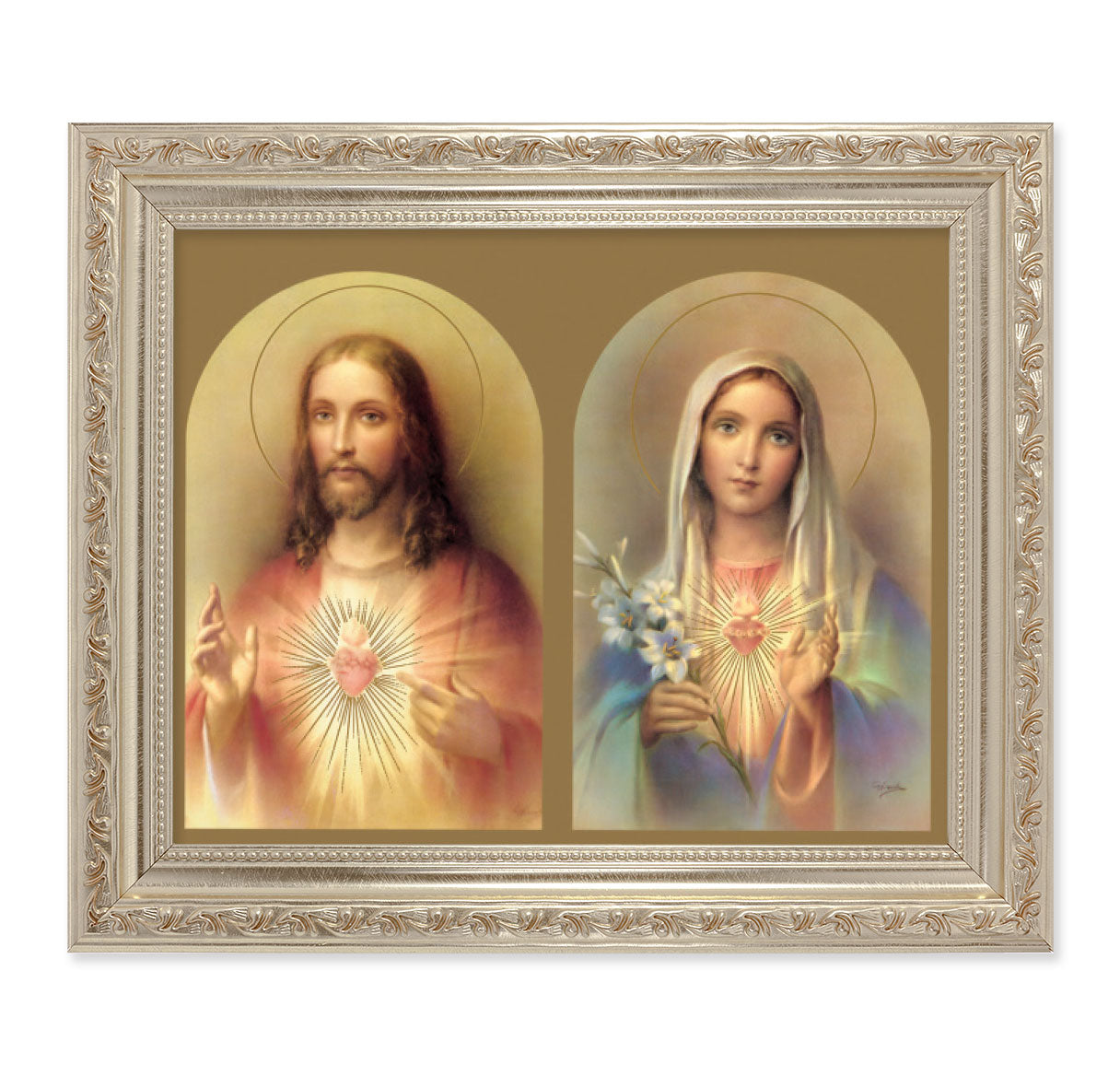 The Sacred Hearts Antique Silver Framed Art