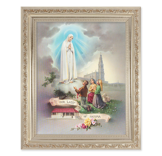 Our Lady of Fatima Antique Silver Framed Art