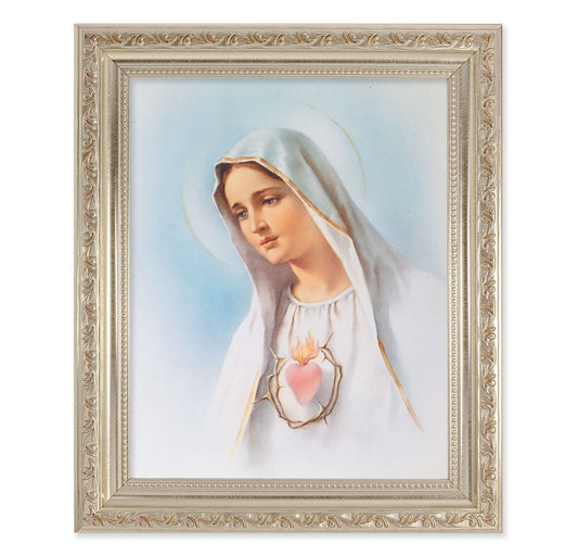 Immaculate Heart of Mary Antique Silver Framed Art