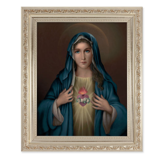 Immaculate Heart of Mary Antique Silver Framed Art