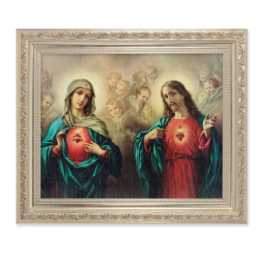 Sacred Heart of Jesus Antique Silver Framed Art