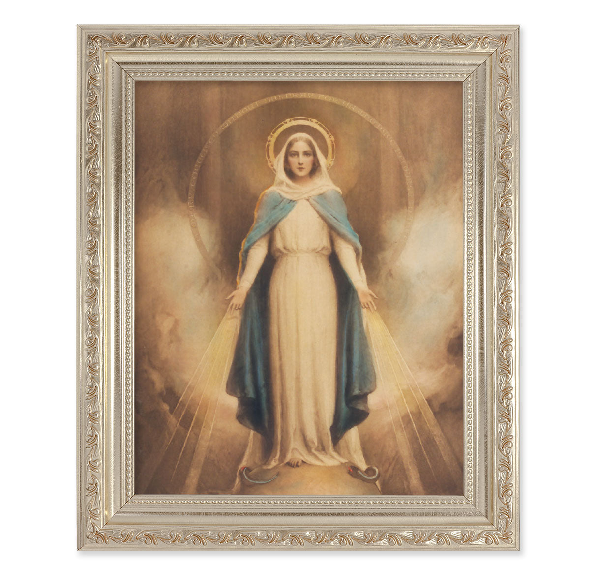 Miraculous Mary Antique Silver Framed Art