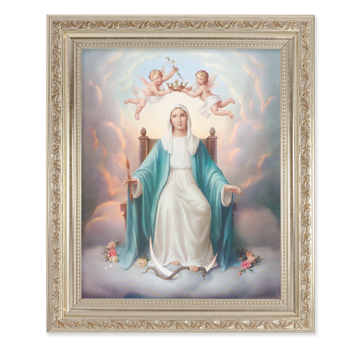 Queen of Heaven Antique Silver Framed Art