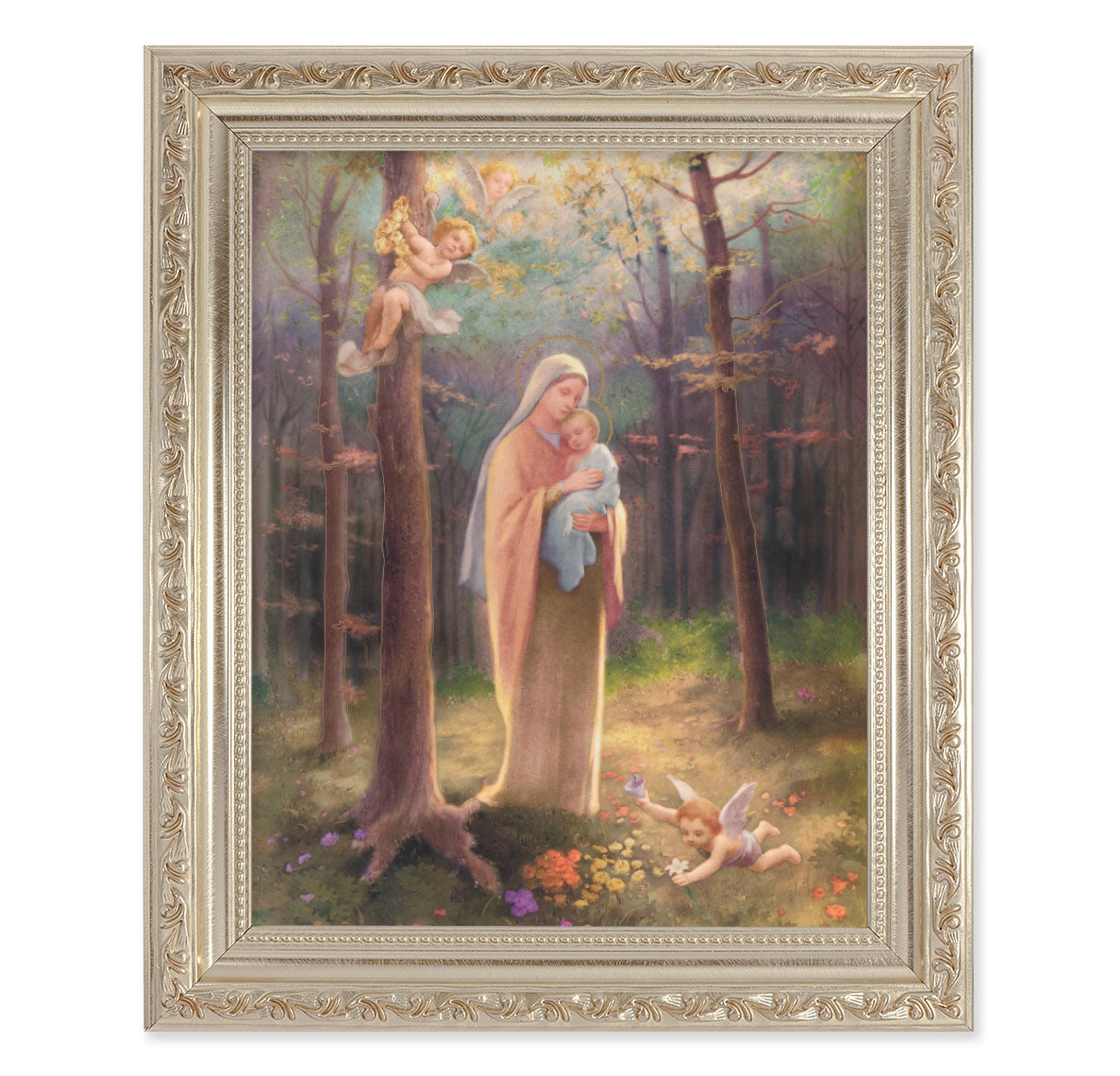 Madonna of the Woods Antique Silver Framed Art
