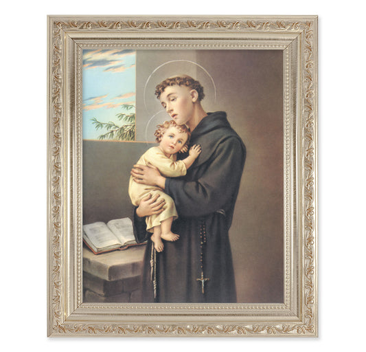 St. Anthony Antique Silver Framed Art