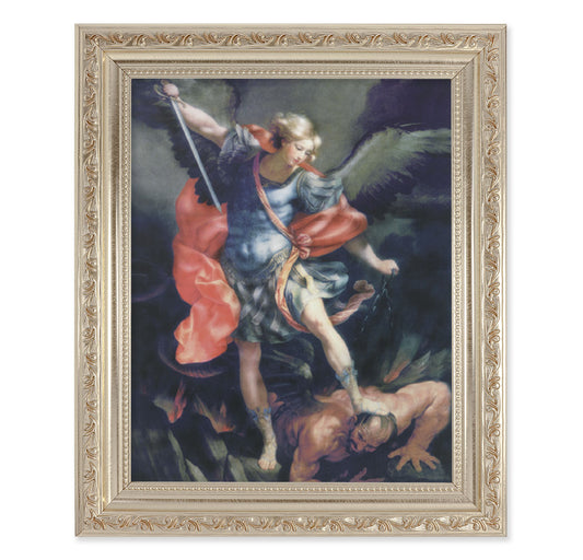 St. Michael Antique Silver Framed Art