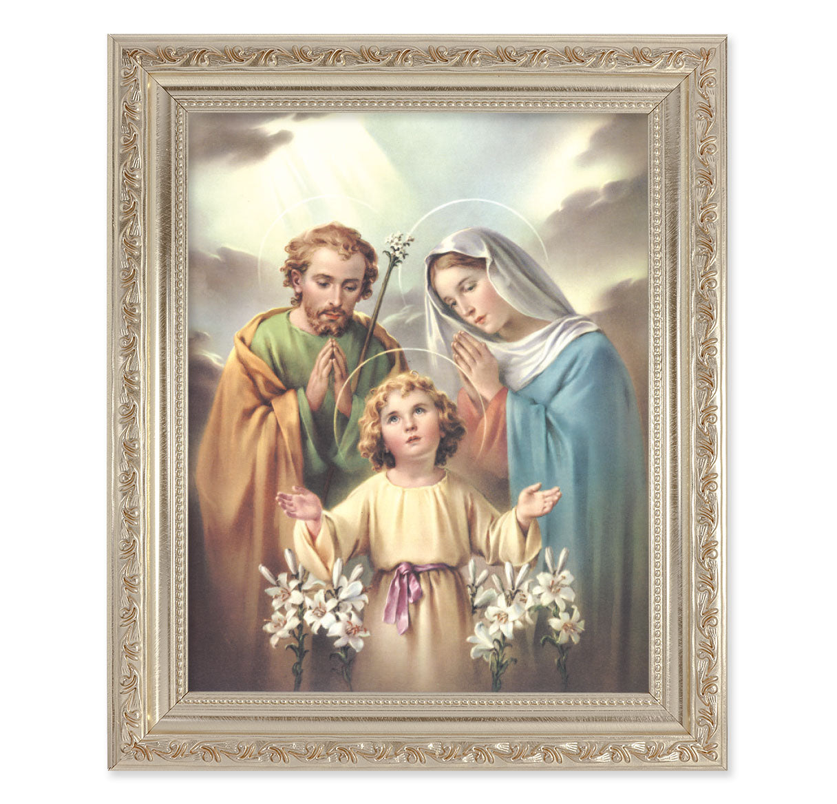 Holy Family Antique Silver Framed Art