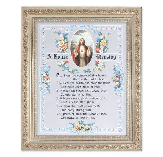 House Blessing - Sacred Heart of Jesus Antique Silver Framed Art