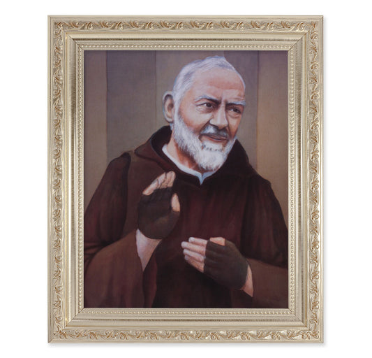 St. Pio Antique Silver Framed Art