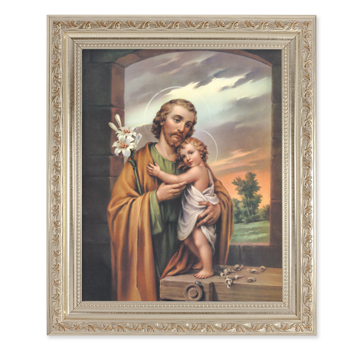 St. Joseph Antique Silver Framed Art