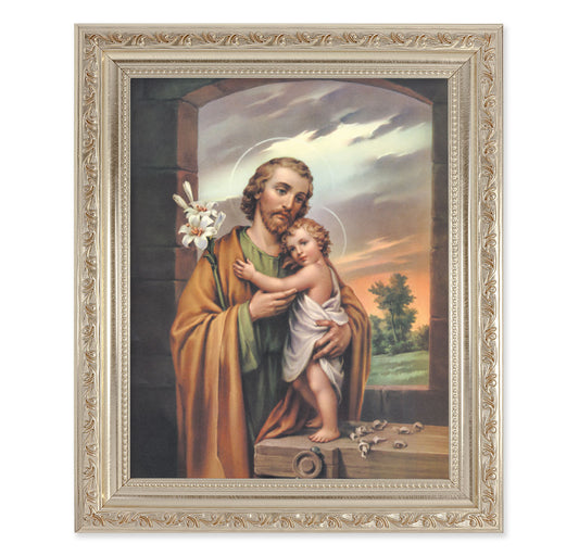 St. Joseph Antique Silver Framed Art