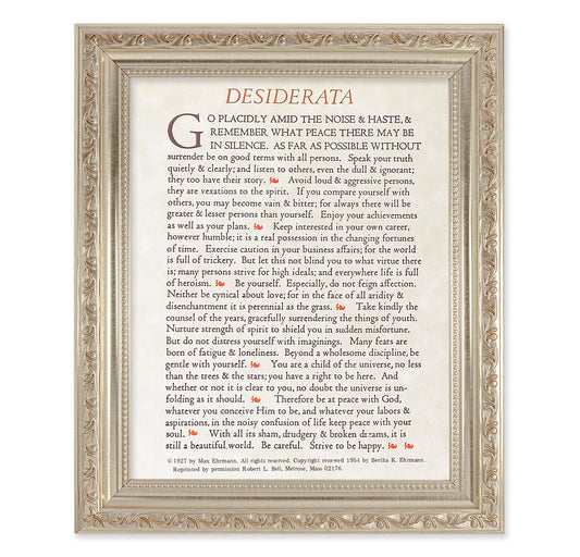 Desiderata Antique Silver Framed Art