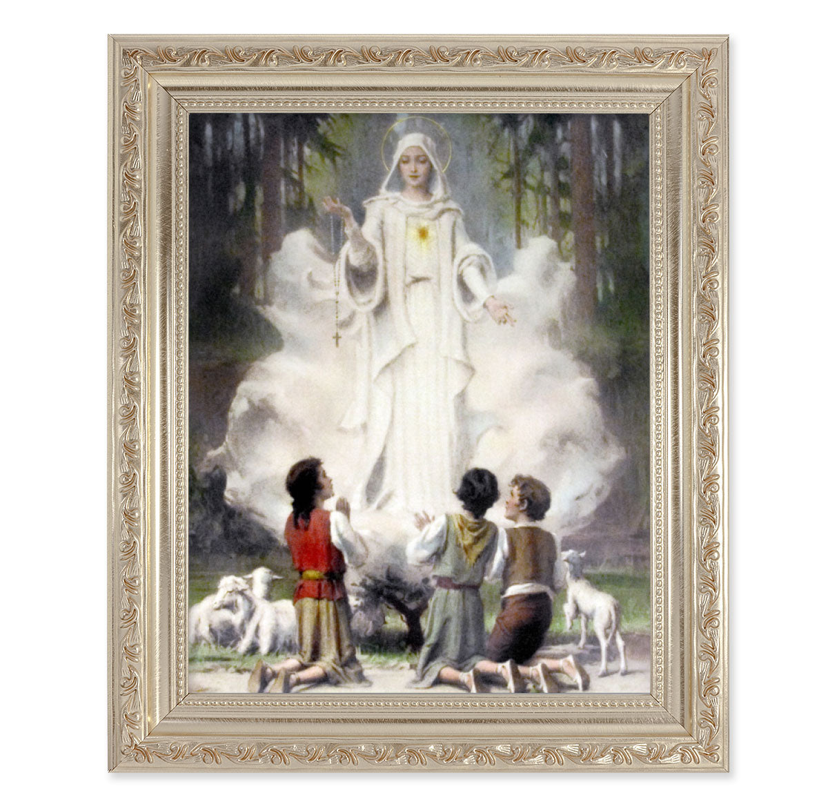 Our Lady of Fatima Antique Silver Framed Art