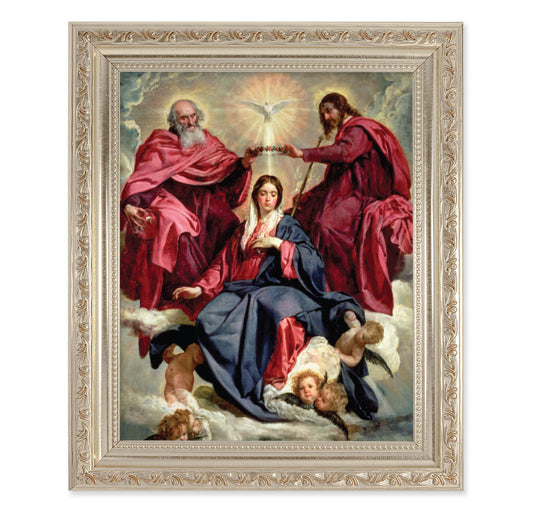 Crowning of Mary Antique Silver Framed Art