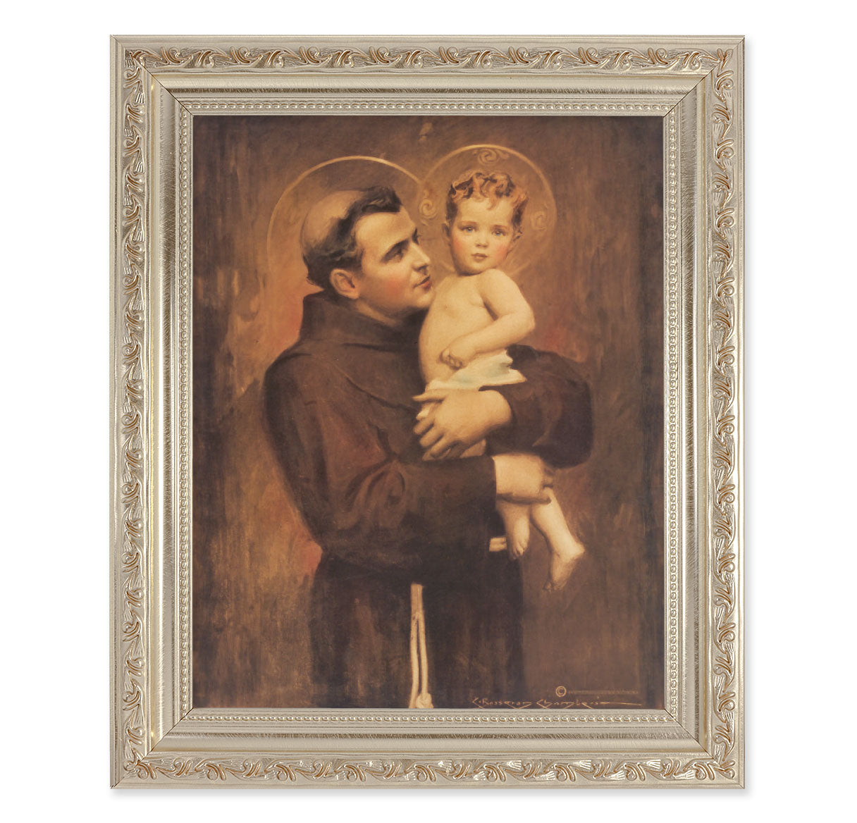 St. Anthony with Jesus Antique Silver Framed Art