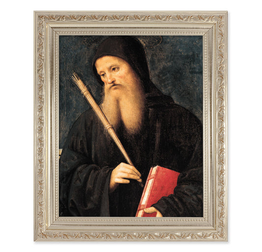 St. Benedict Antique Silver Framed Art