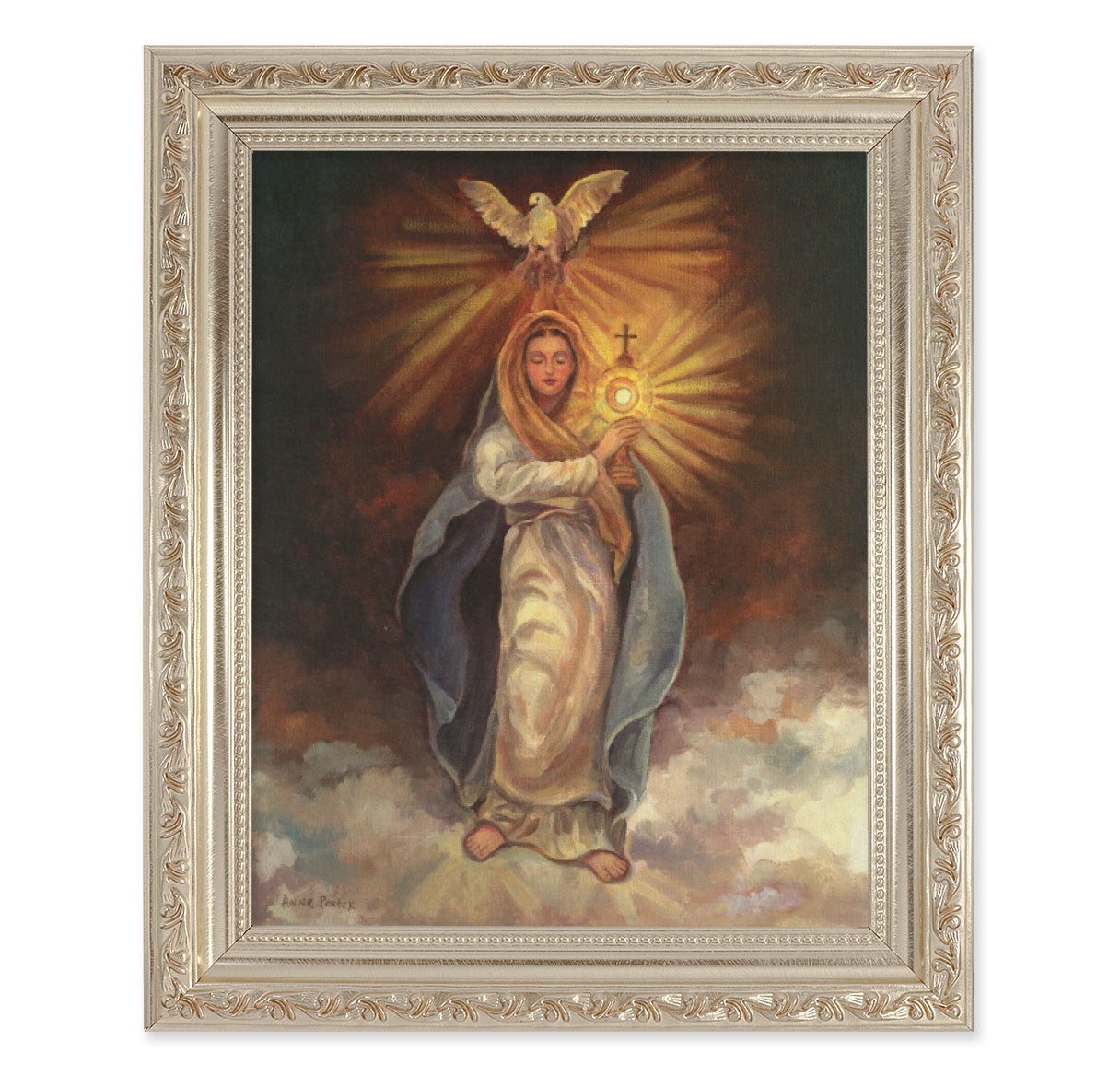 Mary with Monstrance Antique Silver Framed Art