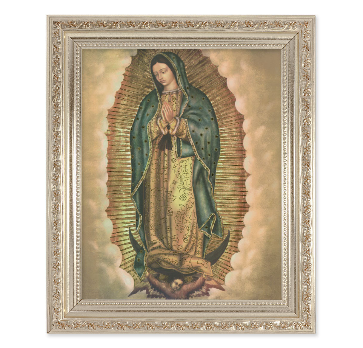 Our Lady of Guadalupe Antique Silver Framed Art