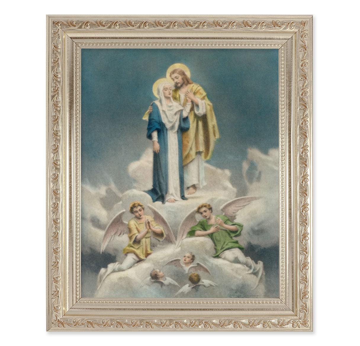 Jesus and Mary Antique Silver Framed Art