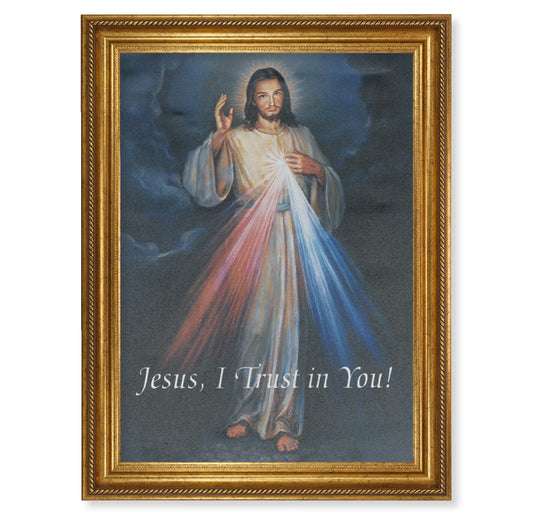 Divine Mercy Gold Wood Framed Canvas Art
