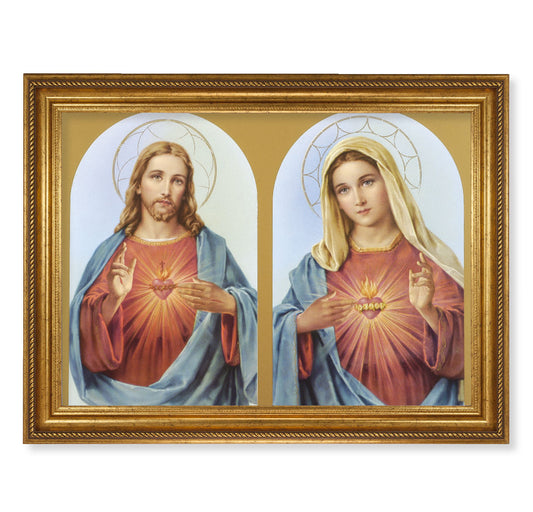 The Sacred Hearts Antique Gold-Leaf Framed Art