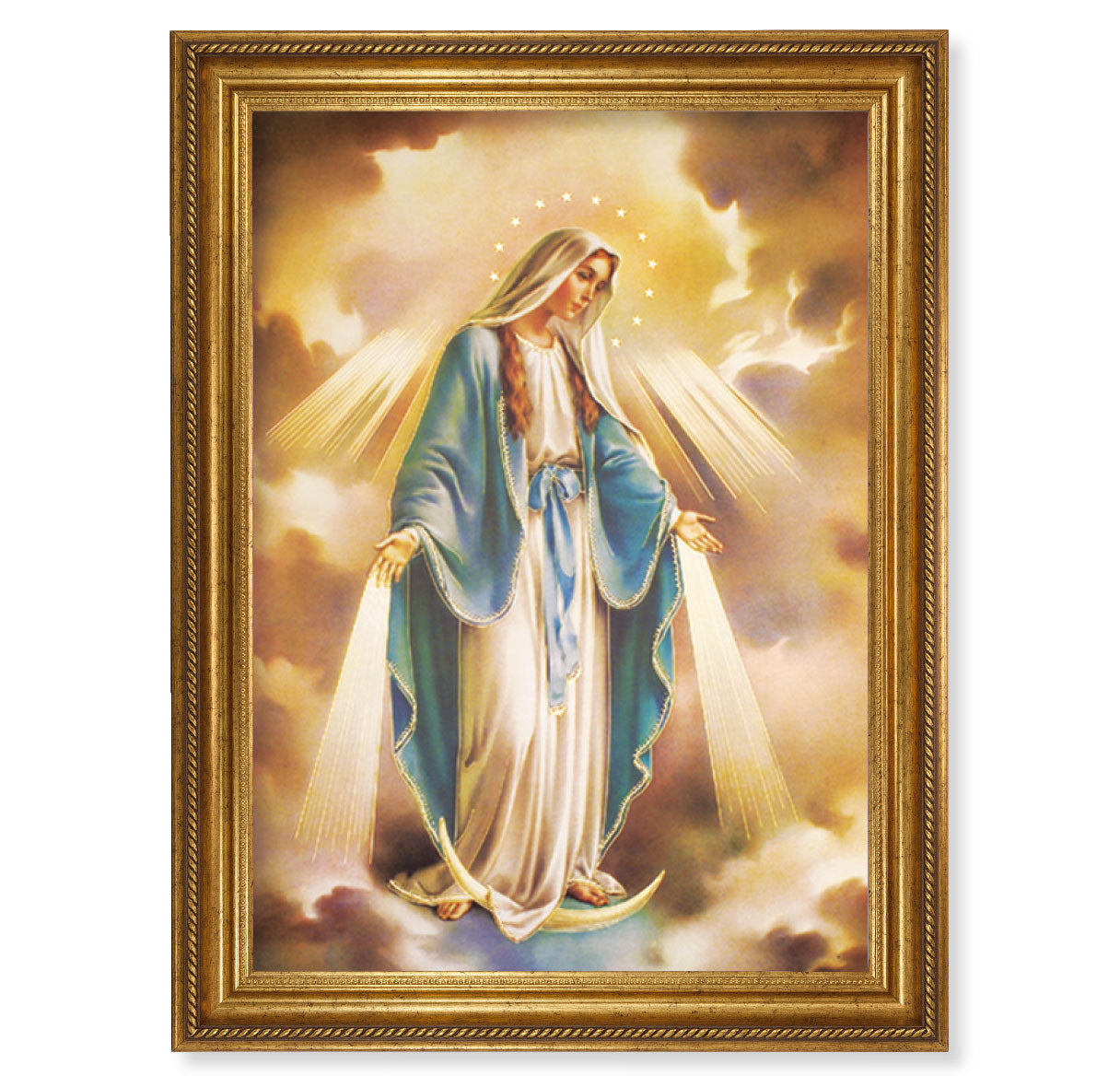 Our Lady of Grace Antique Gold-Leaf Framed Art