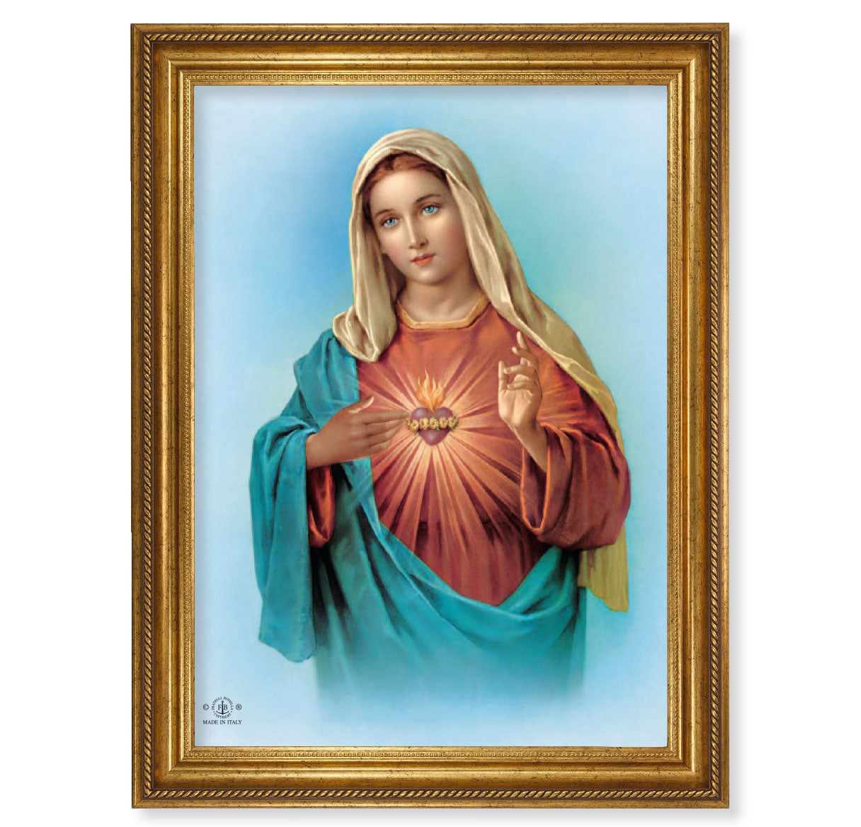 Immaculate Heart of Mary Antique Gold-Leaf Framed Art