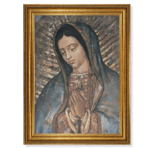 Our Lady of Guadalupe Gold Wood Framed Canvas Art