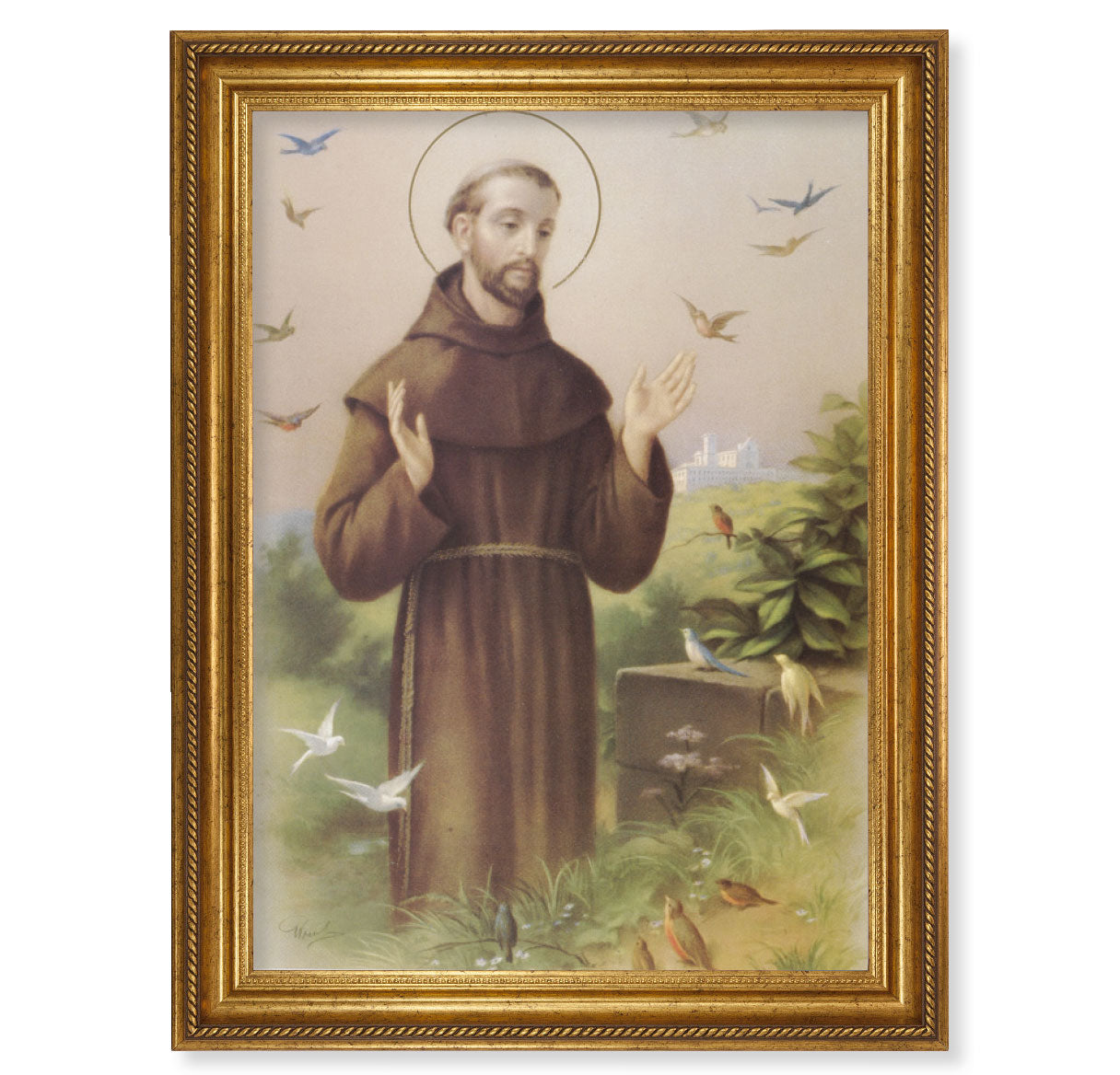 St. Francis Antique Gold-Leaf Framed Art