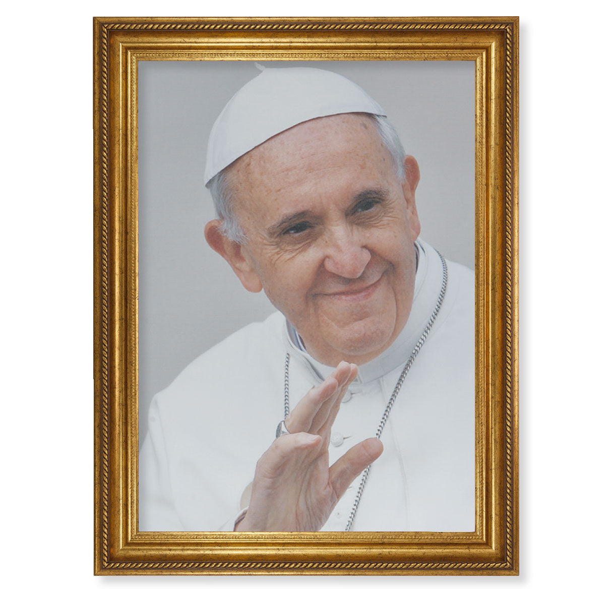Pope Francis Gold Wood Framed Canvas Art