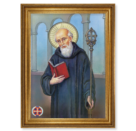 St. Benedict Antique Gold-Leaf Framed Art