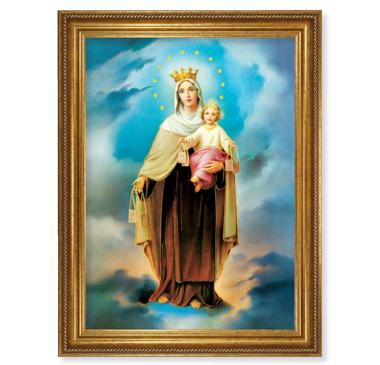 Our Lady of Mount Carmel Antique Gold-Leaf Framed Art