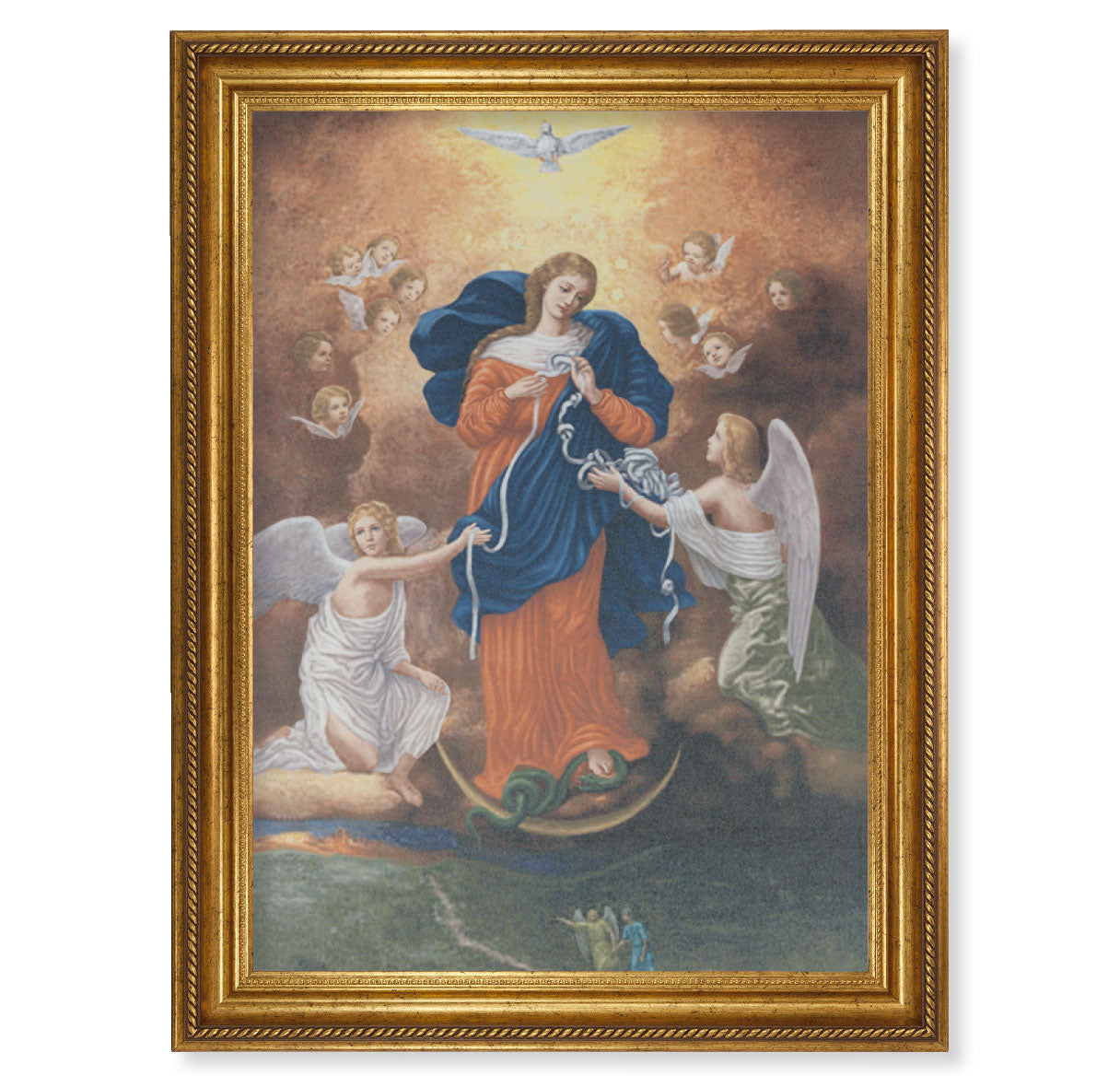 Our Lady Untier of Knots Gold Wood Framed Canvas Art