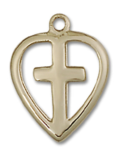 14kt Gold Heart / Cross Medal