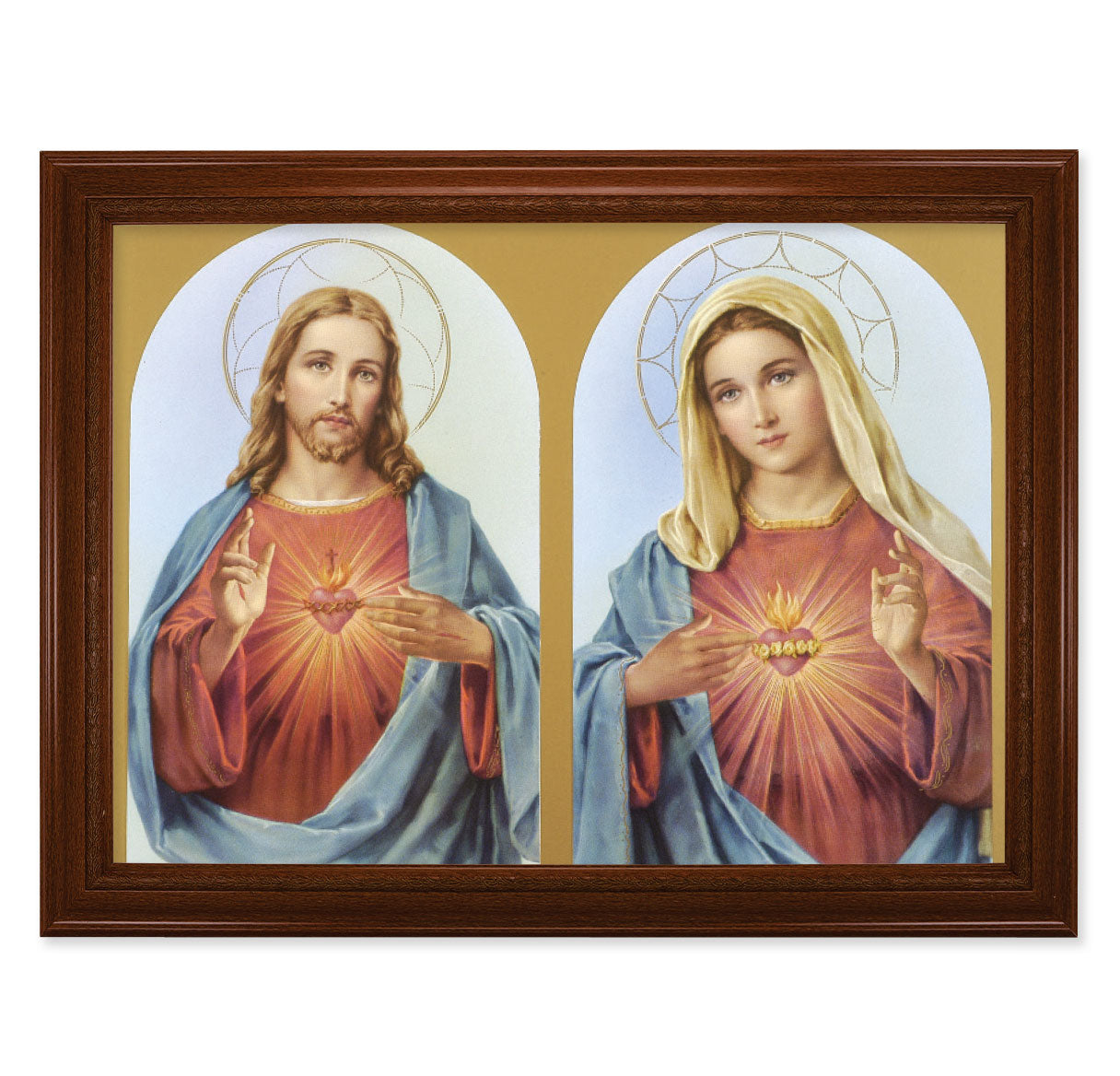 The Sacred Hearts Walnut Finish Framed Art