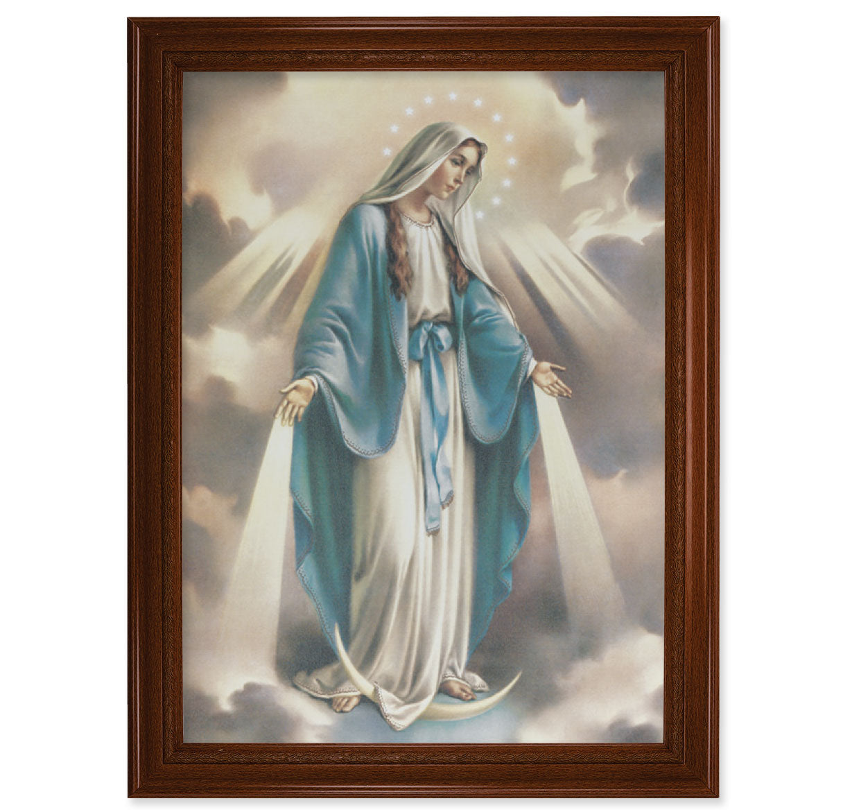 Our Lady of Grace Walnut Finish Framed Canvas Art