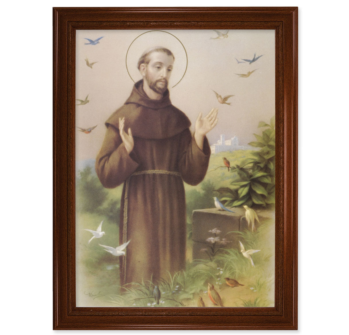 St. Francis Walnut Finish Framed Art