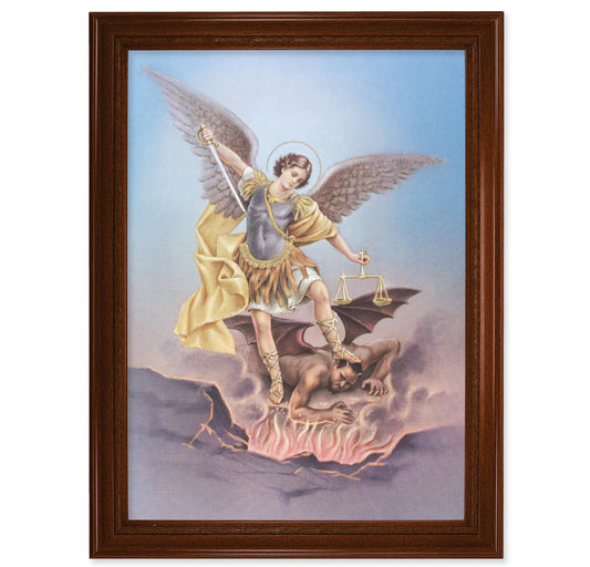 St. Michael Walnut Finish Framed Art