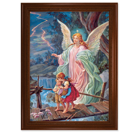 Guardian Angel Walnut Finish Framed Art