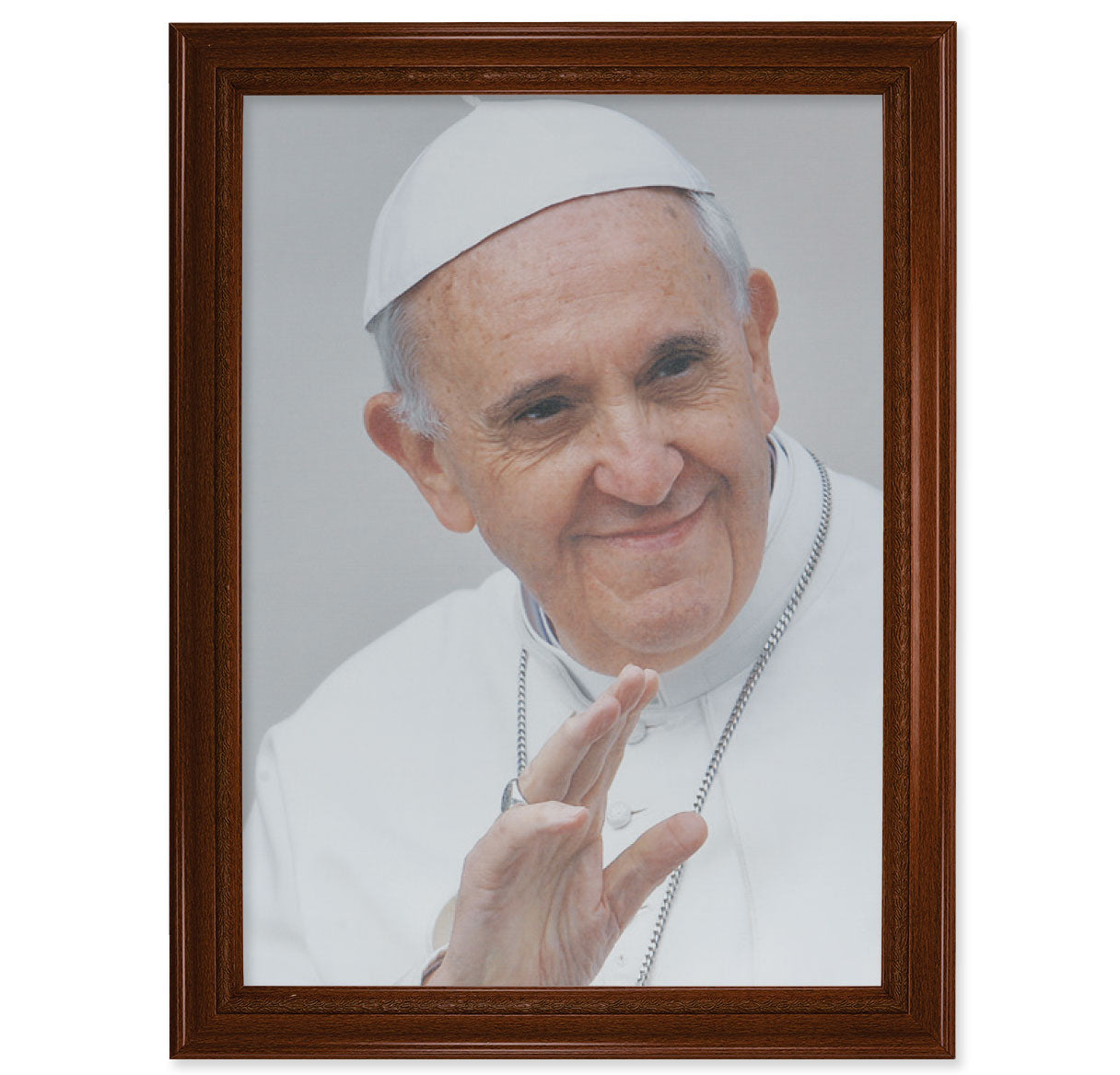 Pope Francis Walnut Finish Framed Canvas Art
