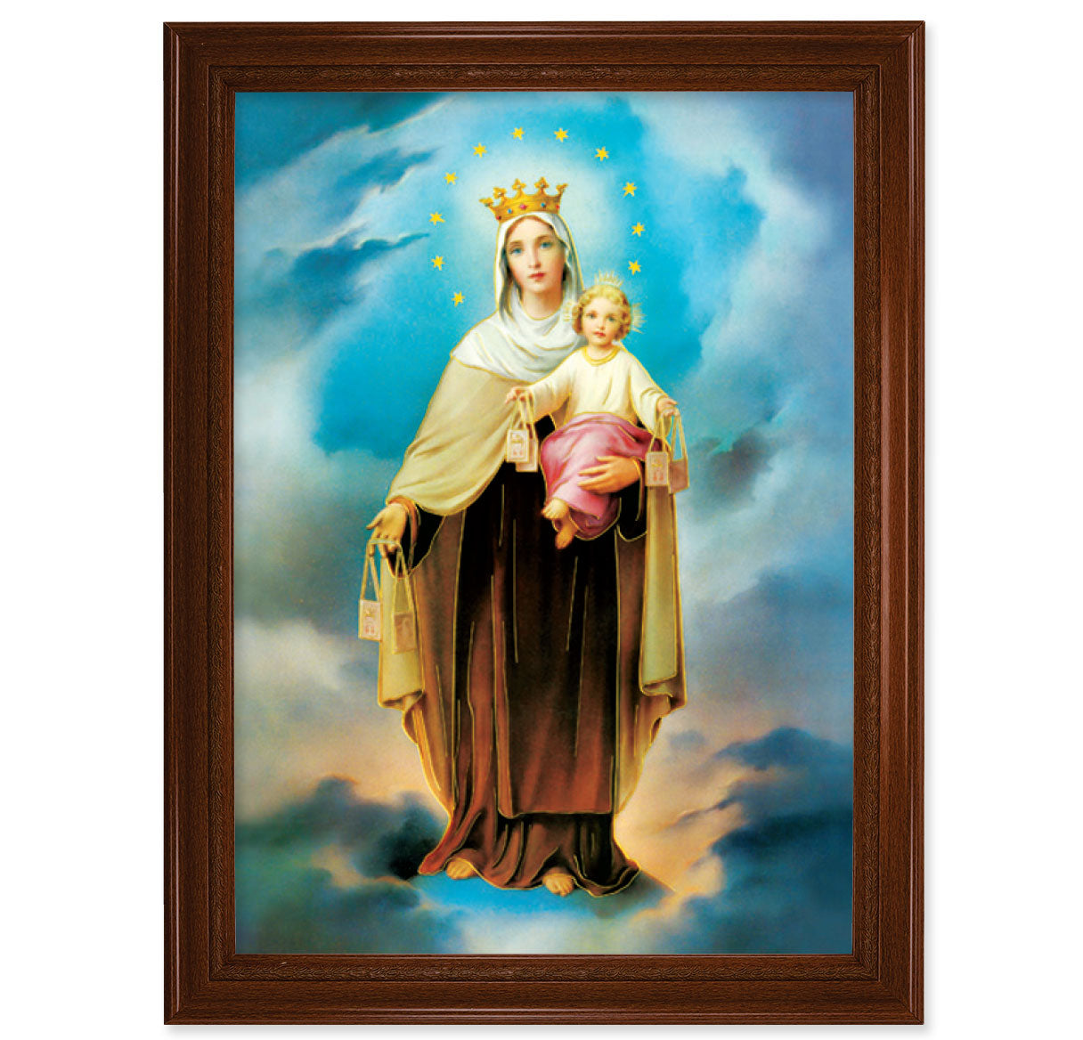 Our Lady of Mount Carmel Walnut Finish Framed Art