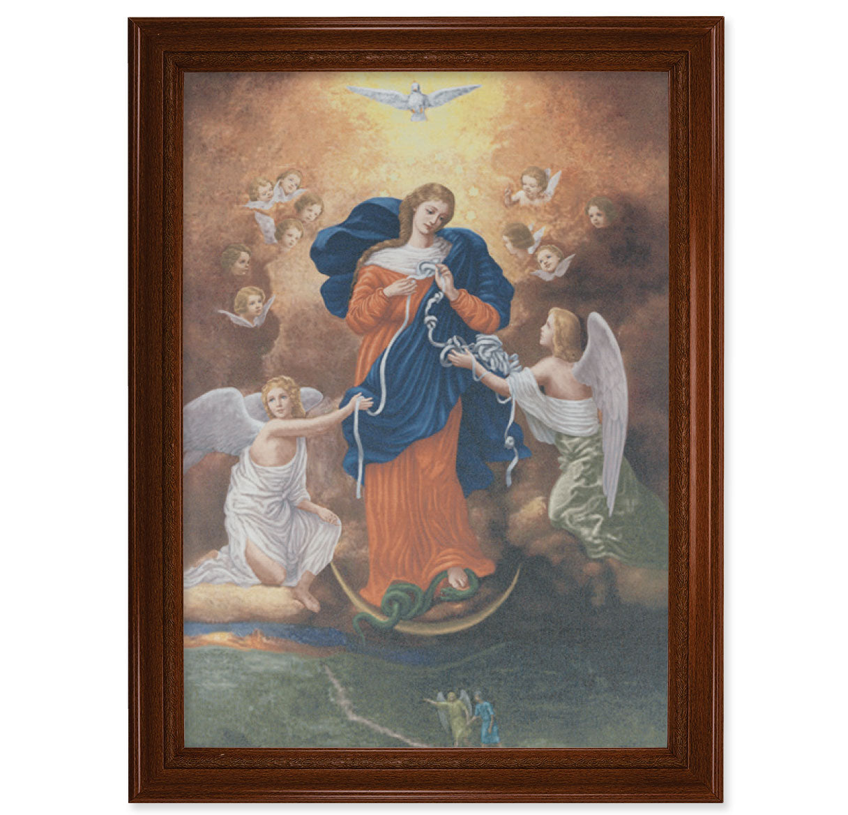 Our Lady Untier of Knots Walnut Finish Framed Canvas Art