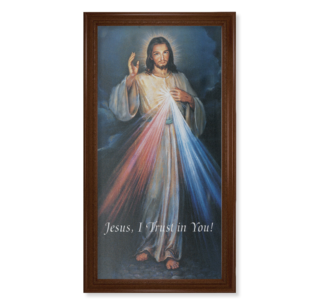 Divine Mercy Walnut Finish Framed Canvas Art