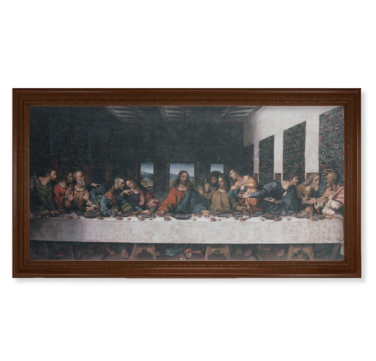 Last Supper Walnut Finish Framed Canvas Art