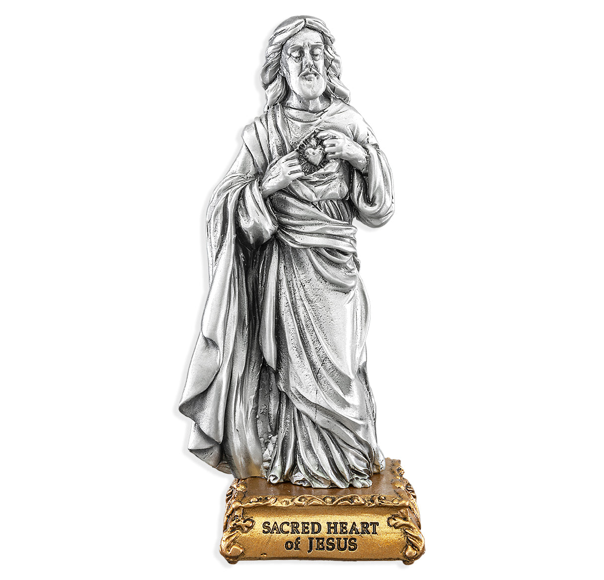 Sacred Heart of Jesus Pewter Statue