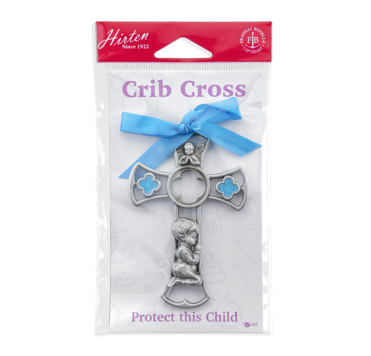 Praying Boy Pewter Crib Cross